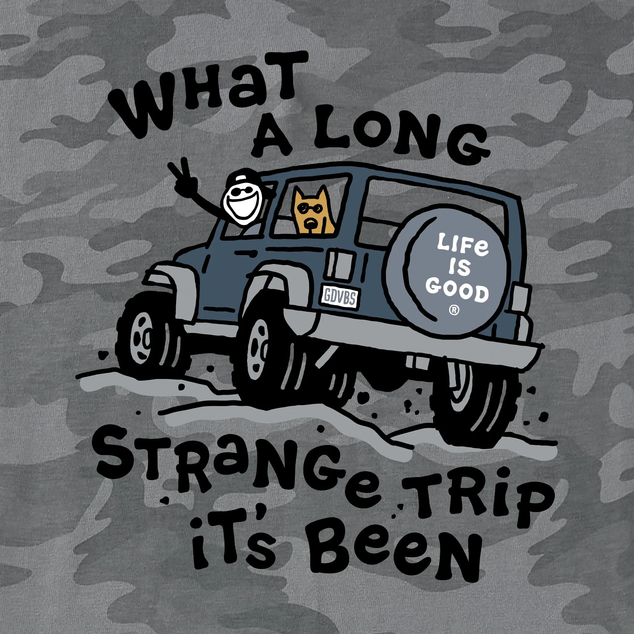 Men's Jake and Rocket Strange Trip Short Sleeve Allover Printed Crusher Tee Life is Good