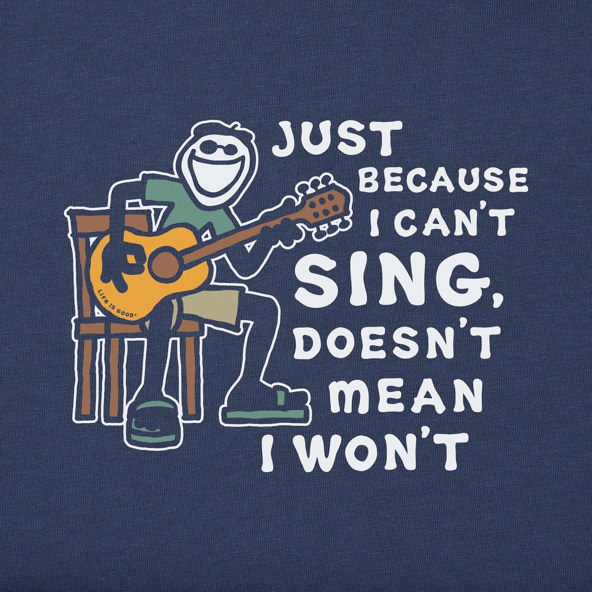 Men's Jake Can't Sing Guitar Short Sleeve Crusher Tee Life is Good