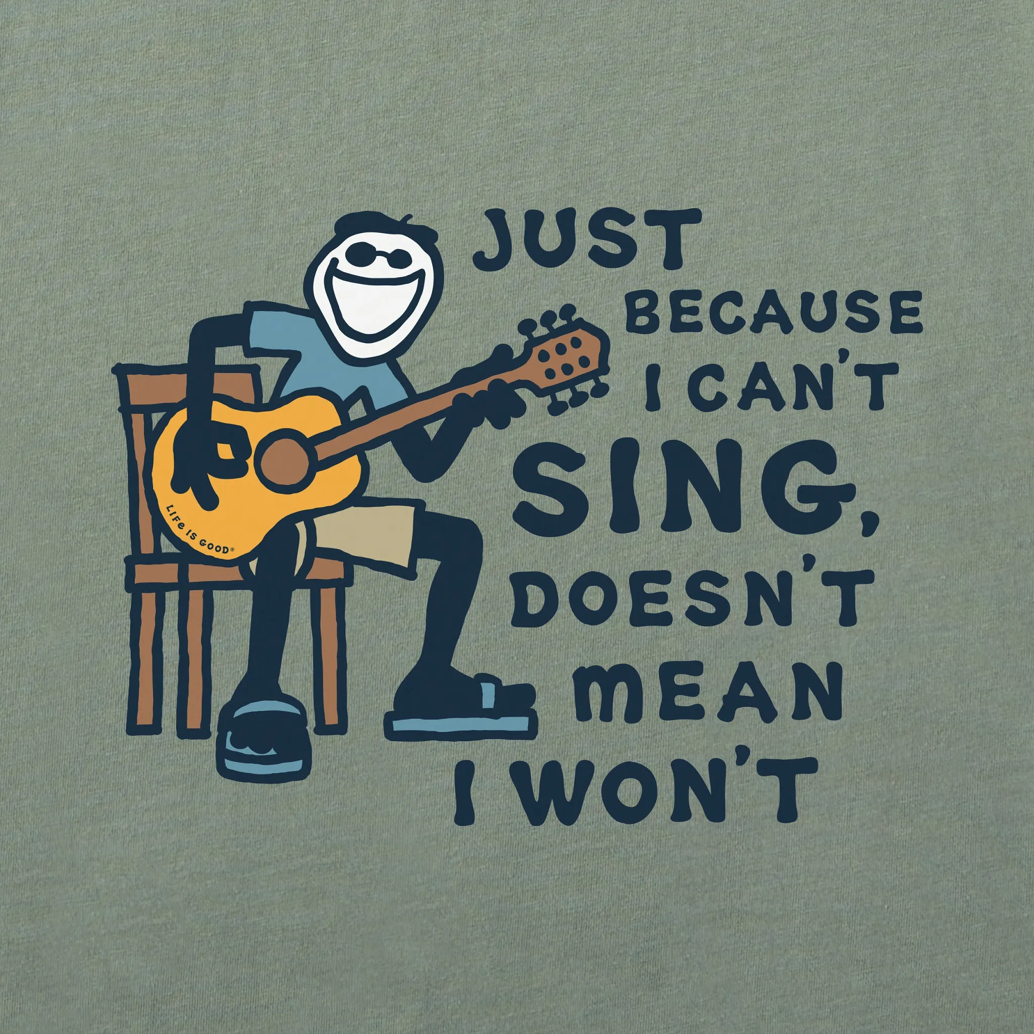 Men's Jake Can't Sing Guitar Short Sleeve Crusher Tee Life is Good