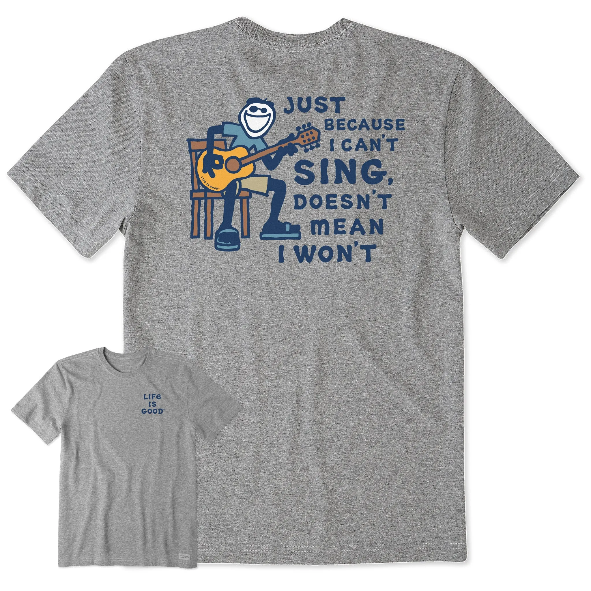Men's Jake Can't Sing Guitar Short Sleeve Crusher Tee Life is Good