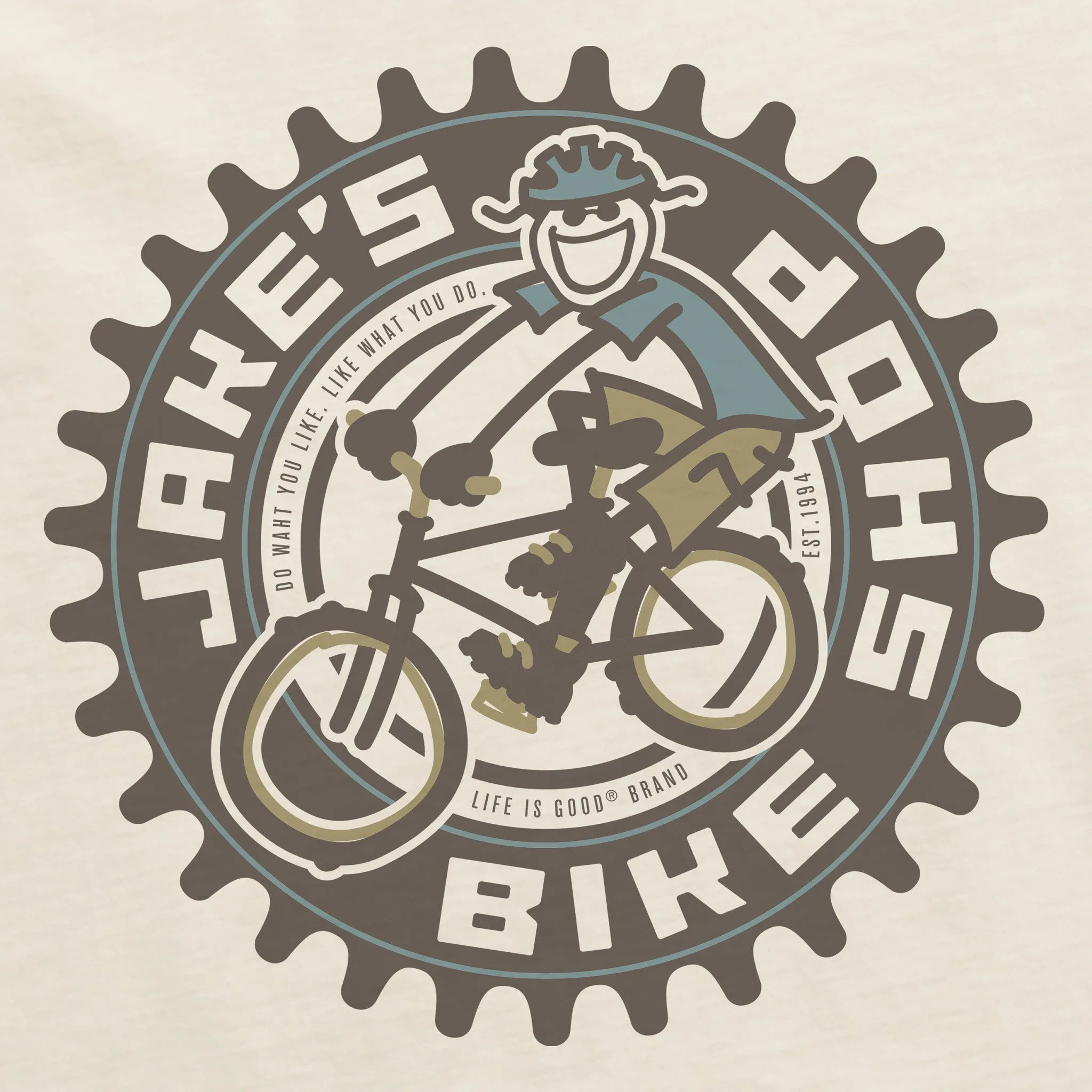 Men's Jake's Bike Shop Short Sleeve Crusher Tee Life is Good