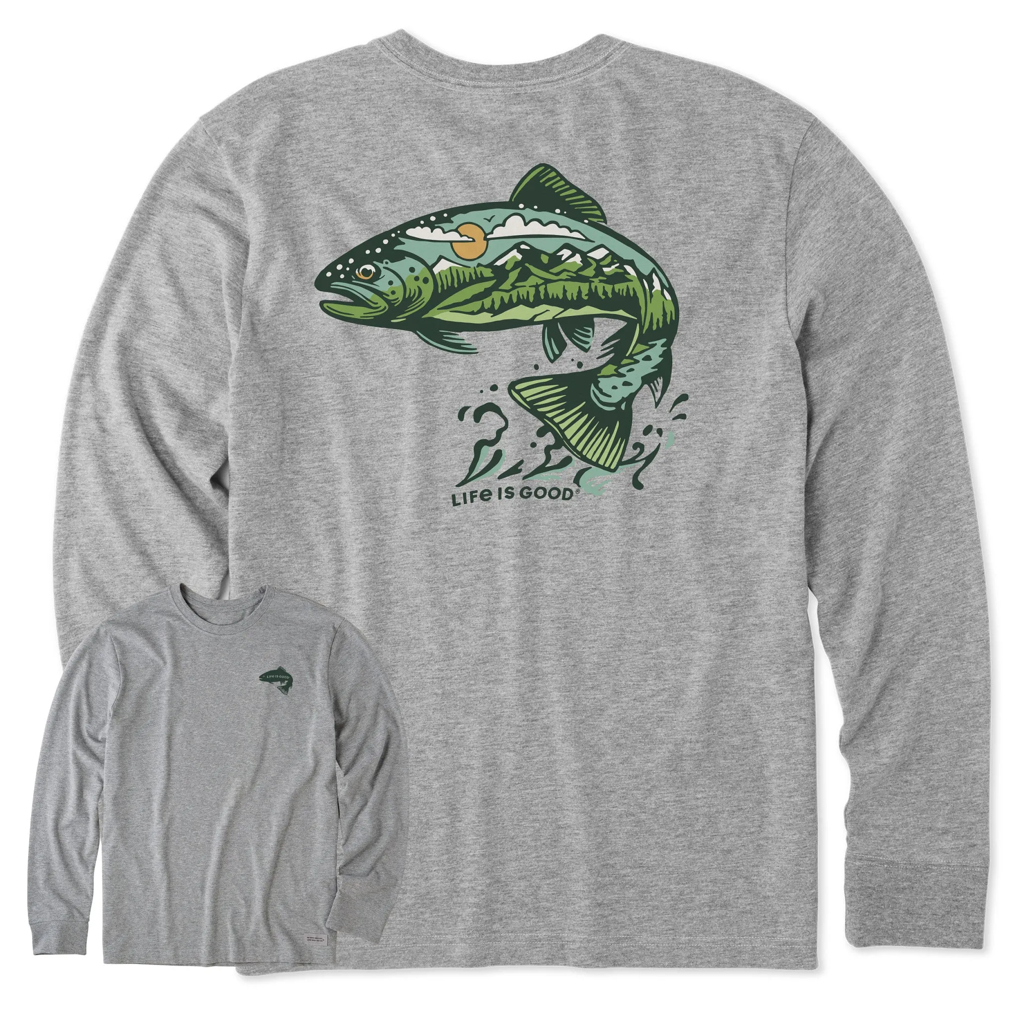 Men's Jumping Fishscape Long Sleeve Crusher Tee Life is Good