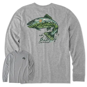 Men's Jumping Fishscape Long Sleeve Crusher Tee Life is Good