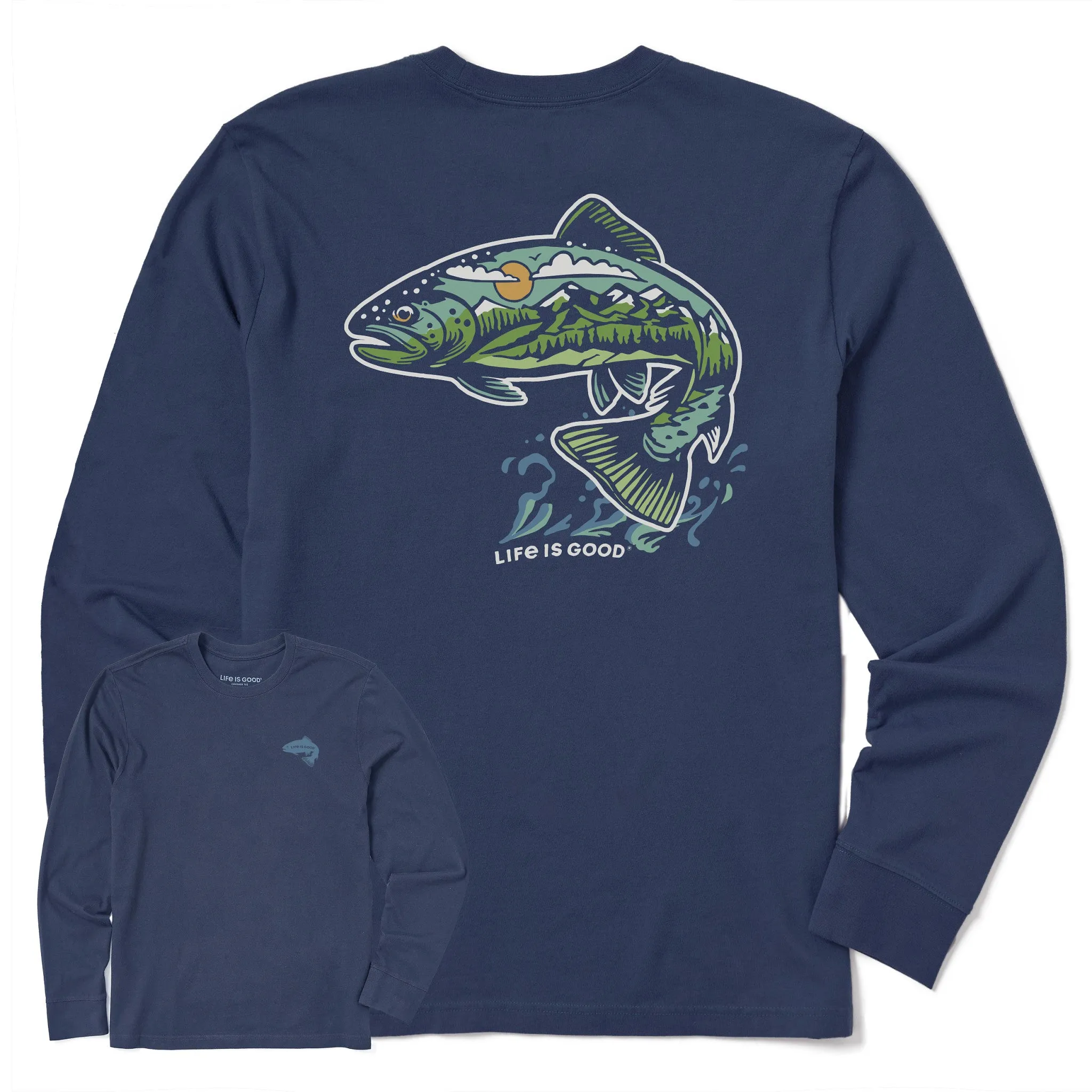 Men's Jumping Fishscape Long Sleeve Crusher Tee Life is Good