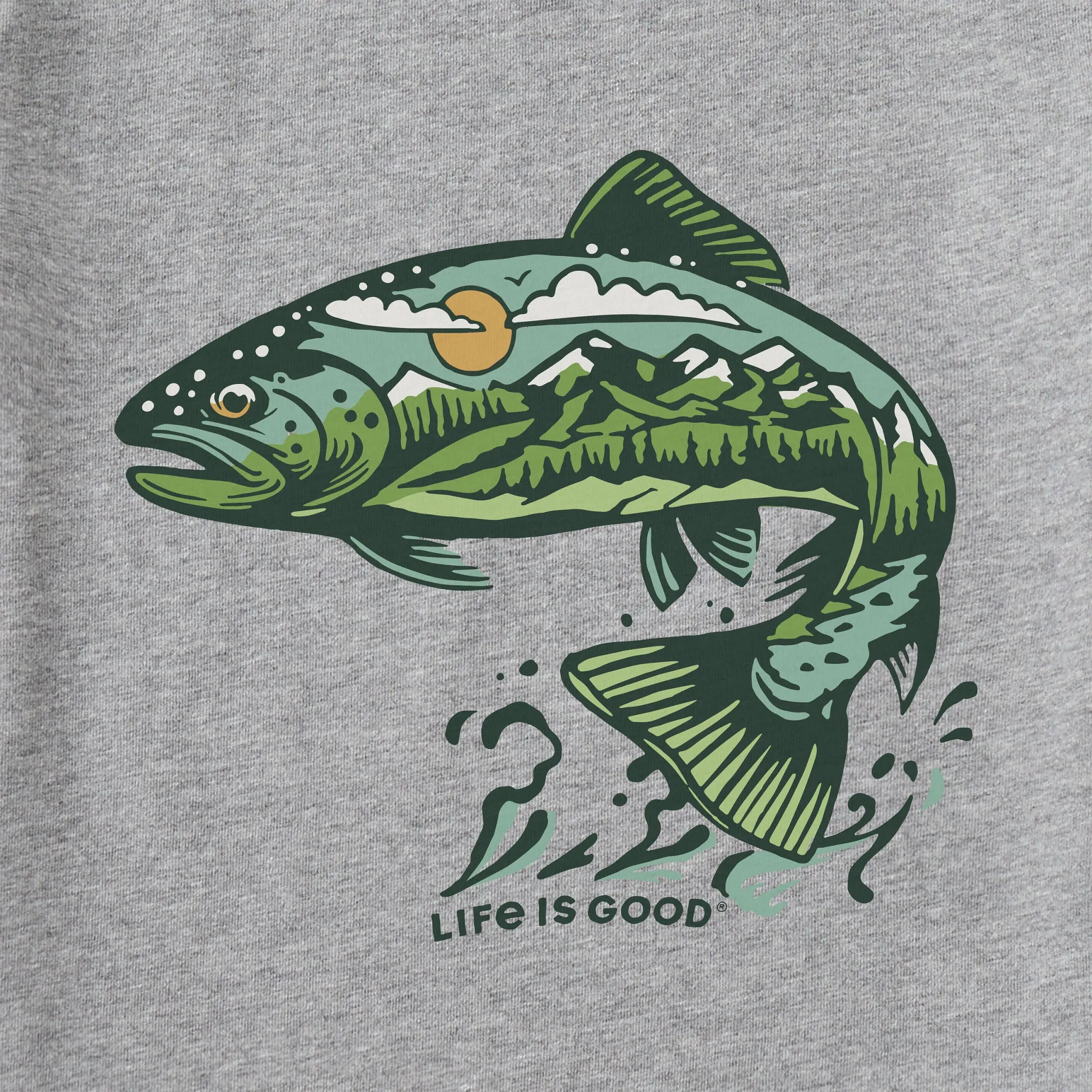 Men's Jumping Fishscape Long Sleeve Crusher Tee Life is Good
