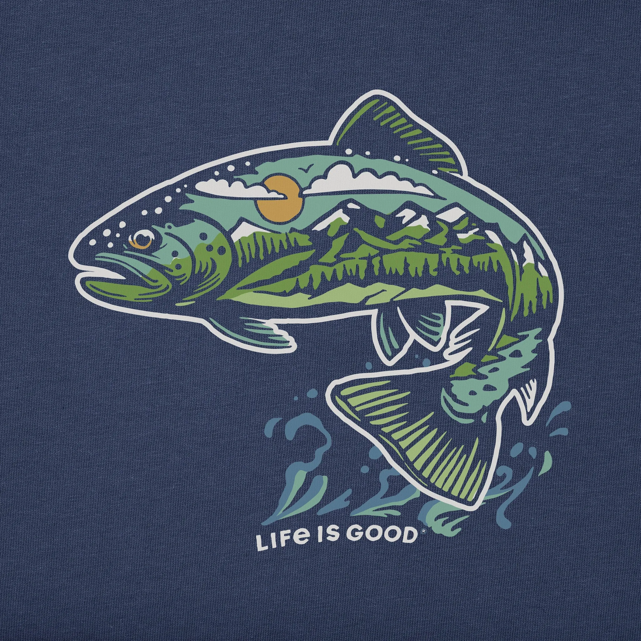 Men's Jumping Fishscape Long Sleeve Crusher Tee Life is Good