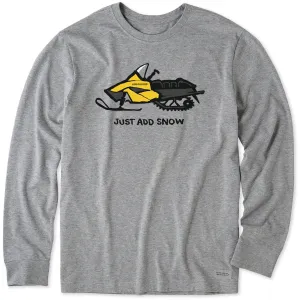 Men's Just Add Snow Snowmobile Long Sleeve Crusher Tee Life is Good