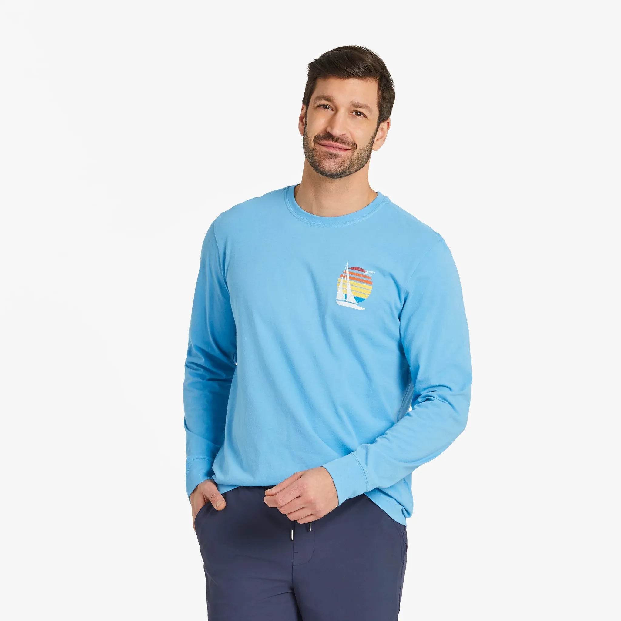 Men's Just Add Water Sailboat Long Sleeve Crusher-LITE Tee Life is Good