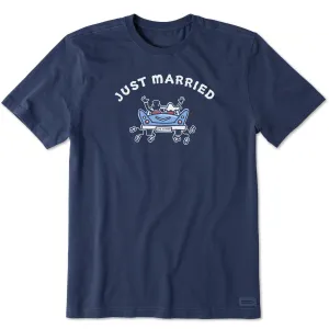 Men's Just Married Antique Car Short Sleeve Crusher Tee Life is Good