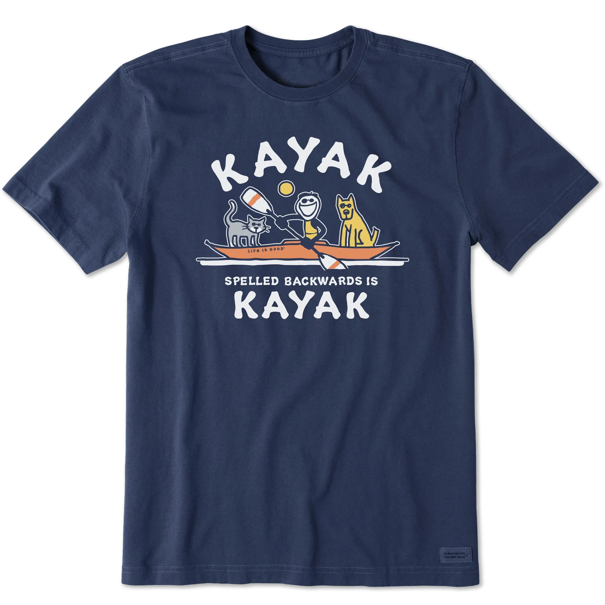 Men's Kayak Spelled Backwards Short Sleeve Crusher Tee Life is Good