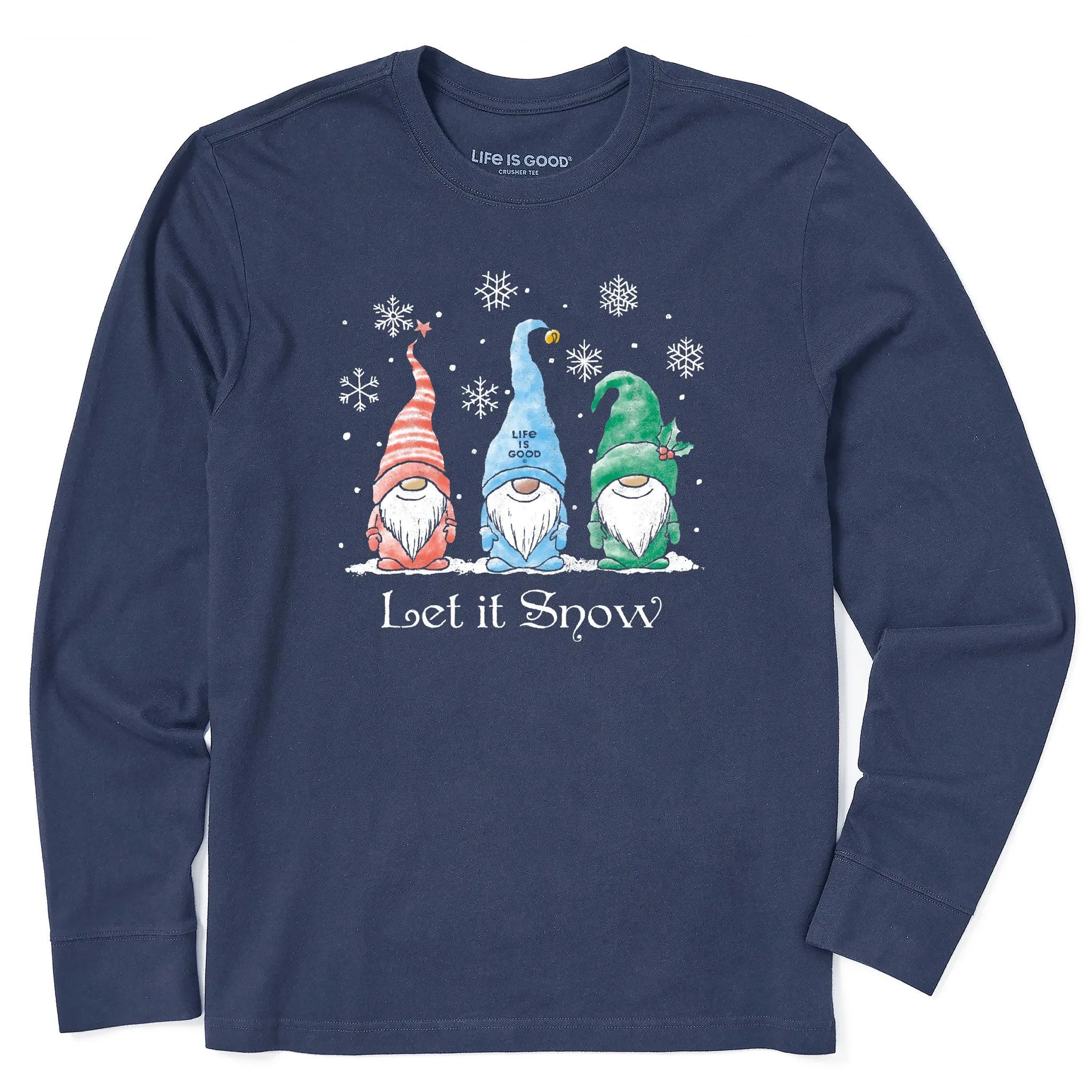 Men's Let it Snow Gnomes Long Sleeve Crusher Tee Life is Good
