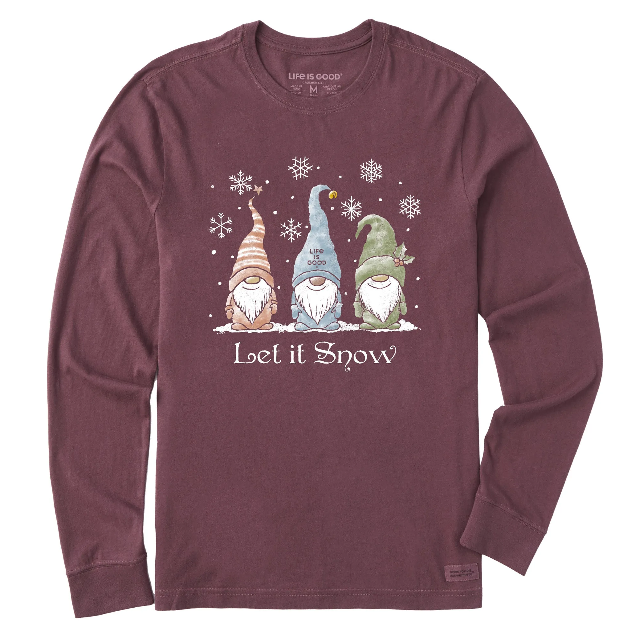 Men's Let it Snow Gnomes Long Sleeve Crusher Tee Life is Good