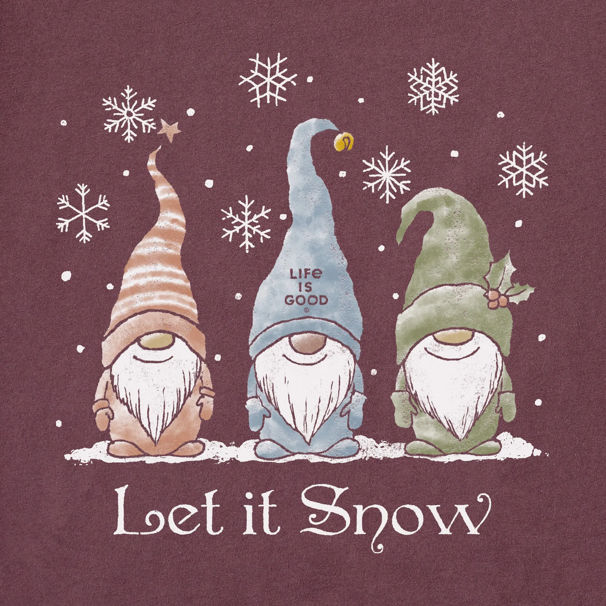 Men's Let it Snow Gnomes Long Sleeve Crusher Tee Life is Good