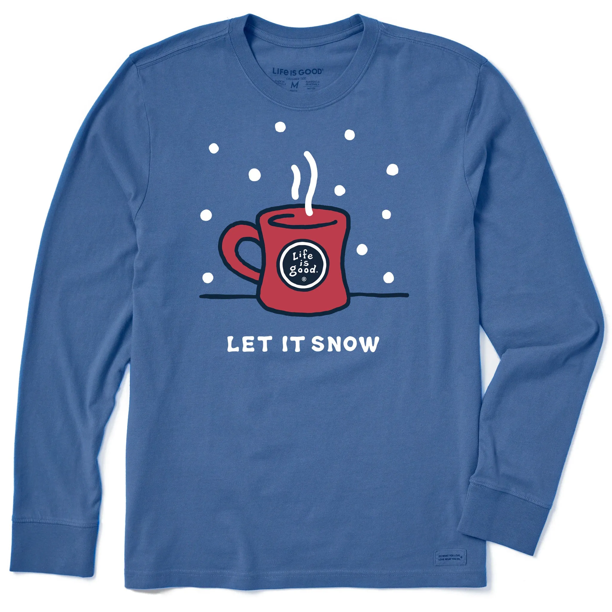 Men's Let it Snow Mug Long Sleeve Crusher Tee Life is Good