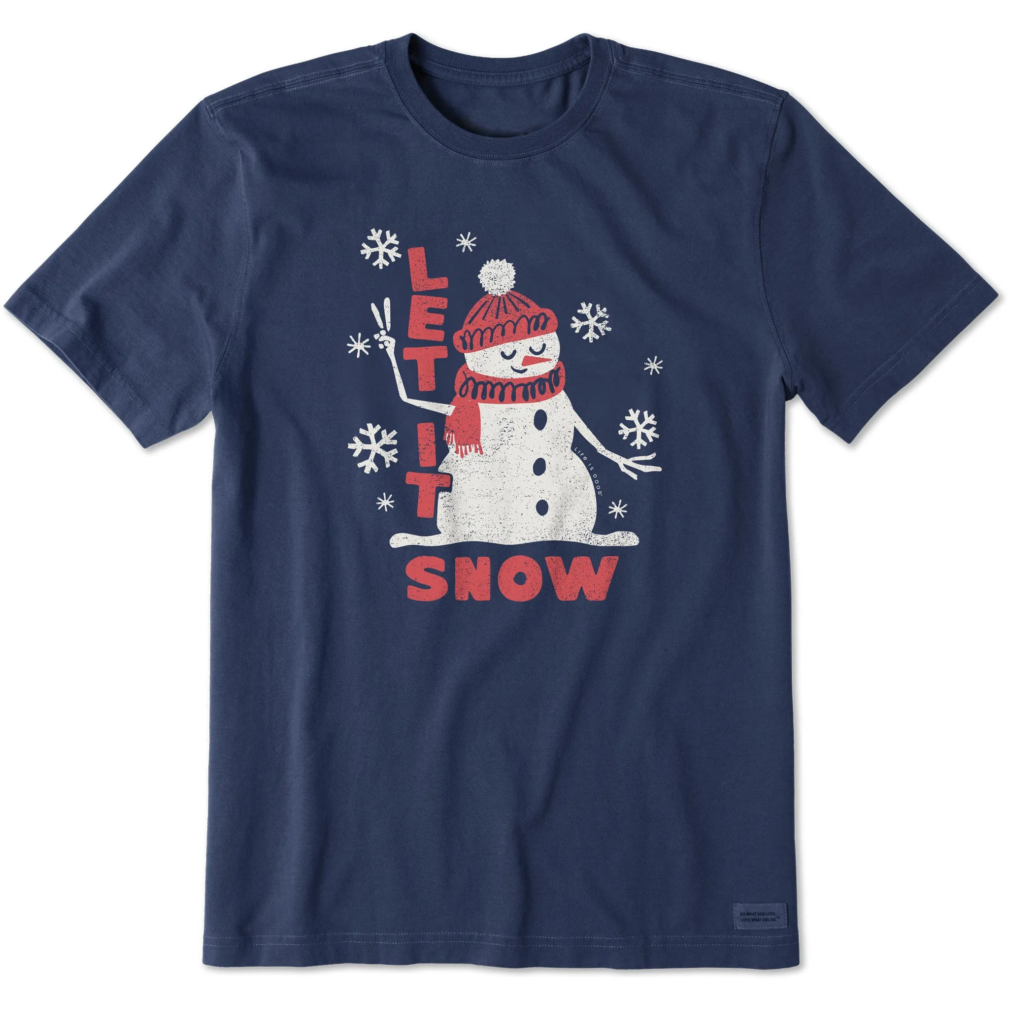 Men's Let it Snow Snowman Short Sleeve Crusher Tee Life is Good