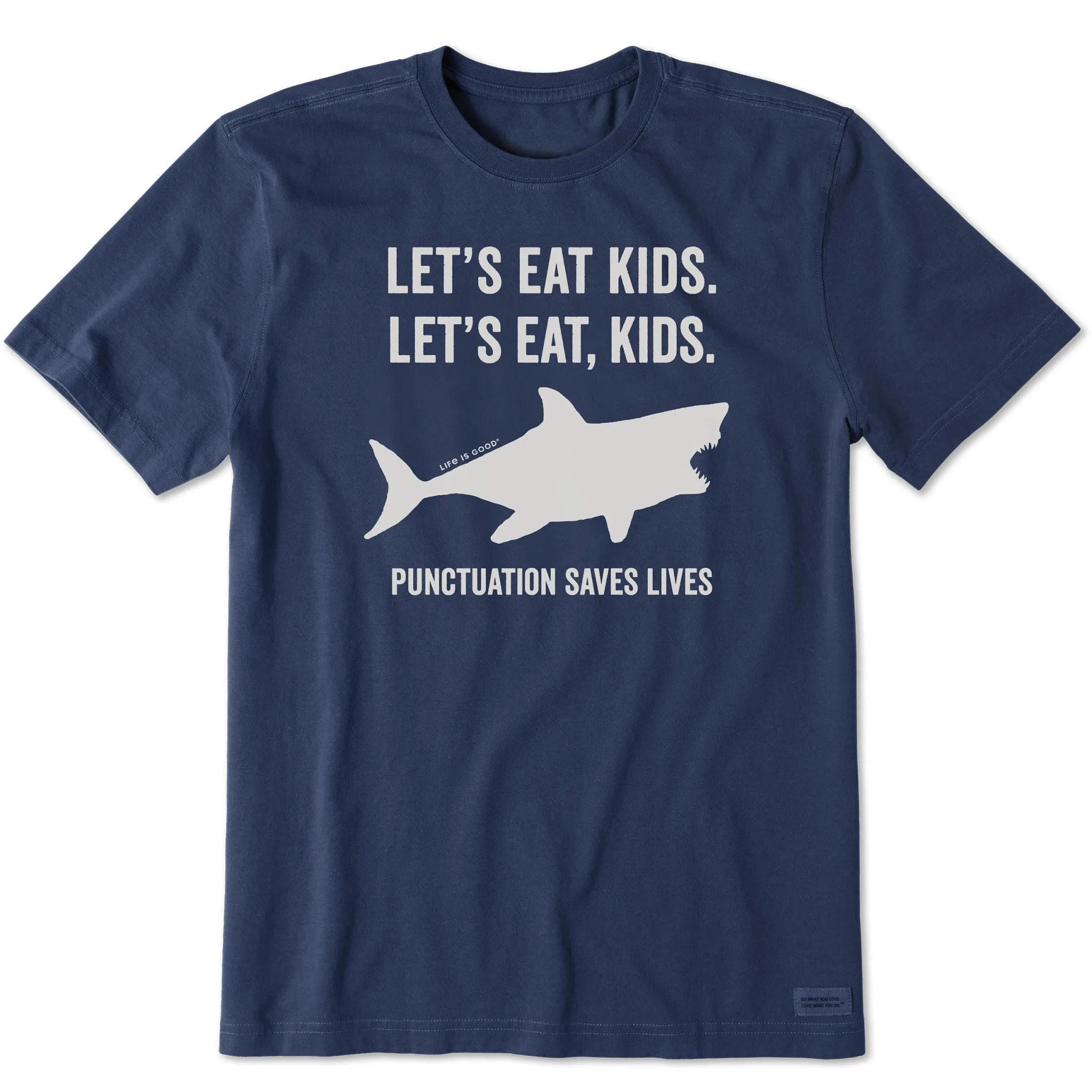 Men's Let's Eat, Kids Shark Short Sleeve Crusher Tee Life is Good