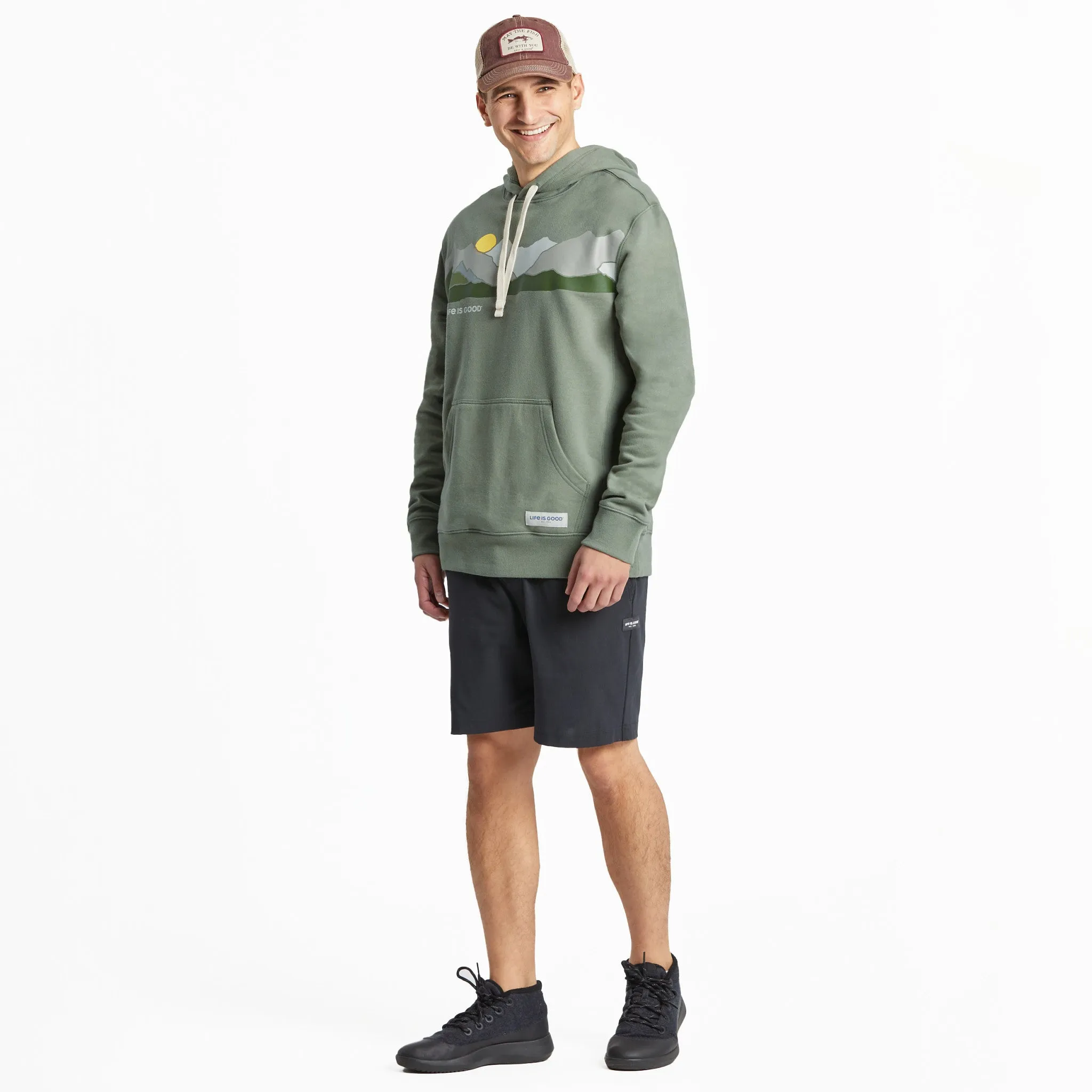 Men's Life Isn't Perfect Mountains Simply True Fleece Hoodie Life is Good