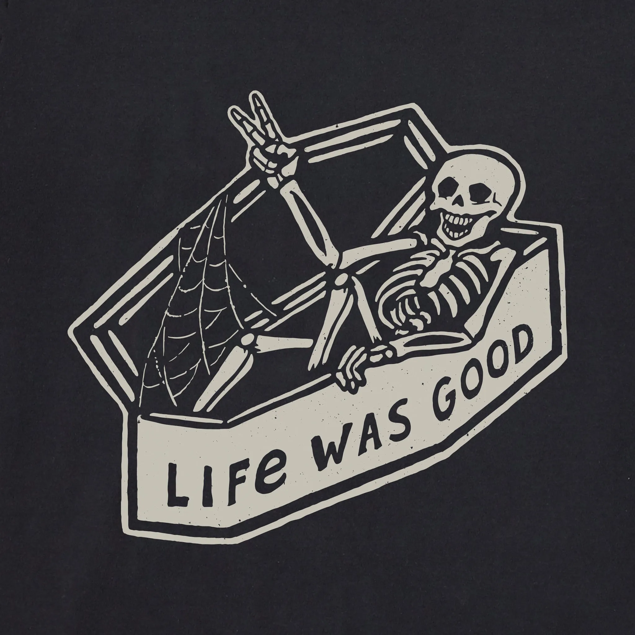 Men's Life Was Good Skeleton Long Sleeve Crusher Tee Life is Good