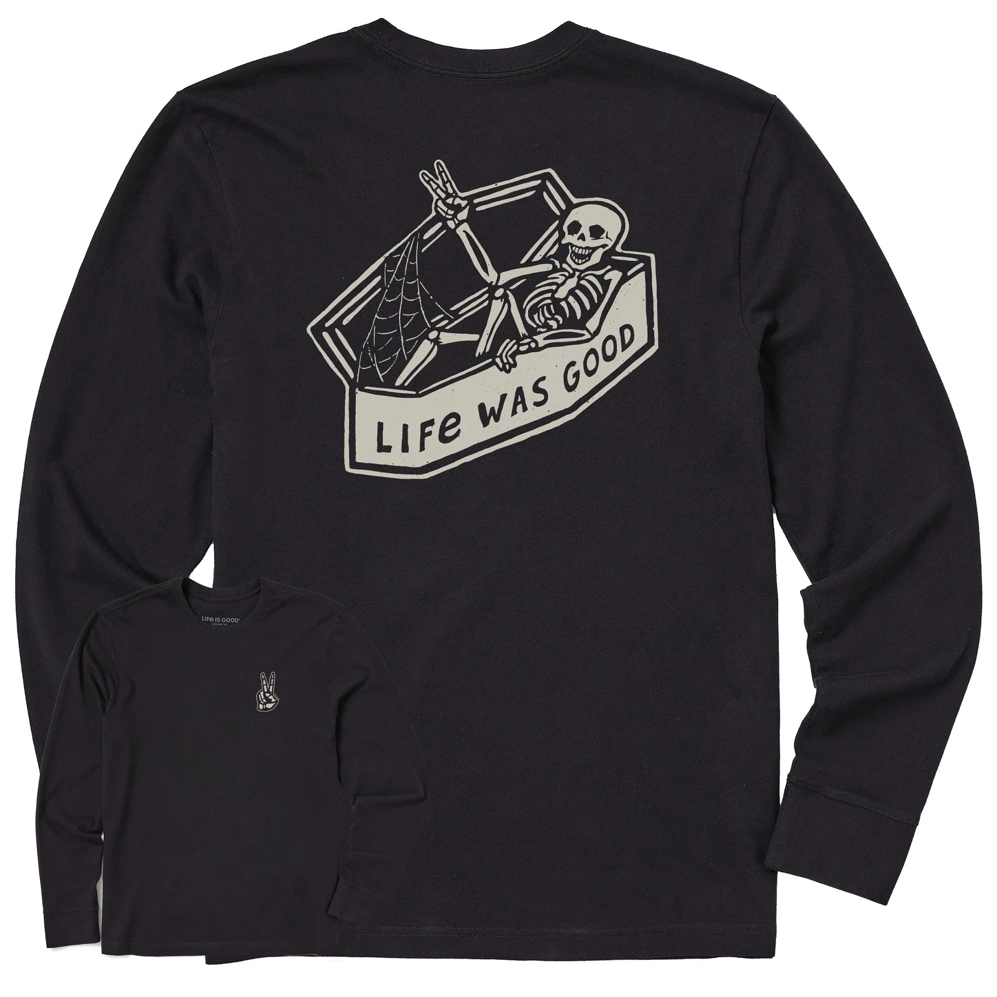 Men's Life Was Good Skeleton Long Sleeve Crusher Tee Life is Good