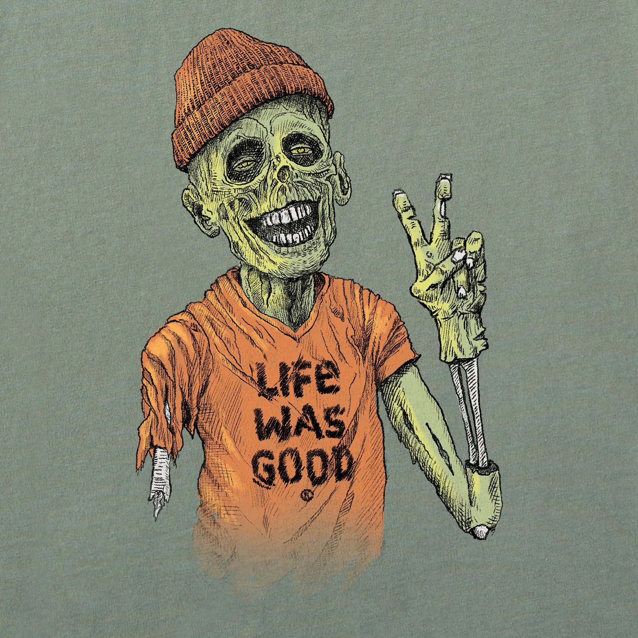 Men's Life Was Good Zombie Long Sleeve Crusher Tee Life is Good