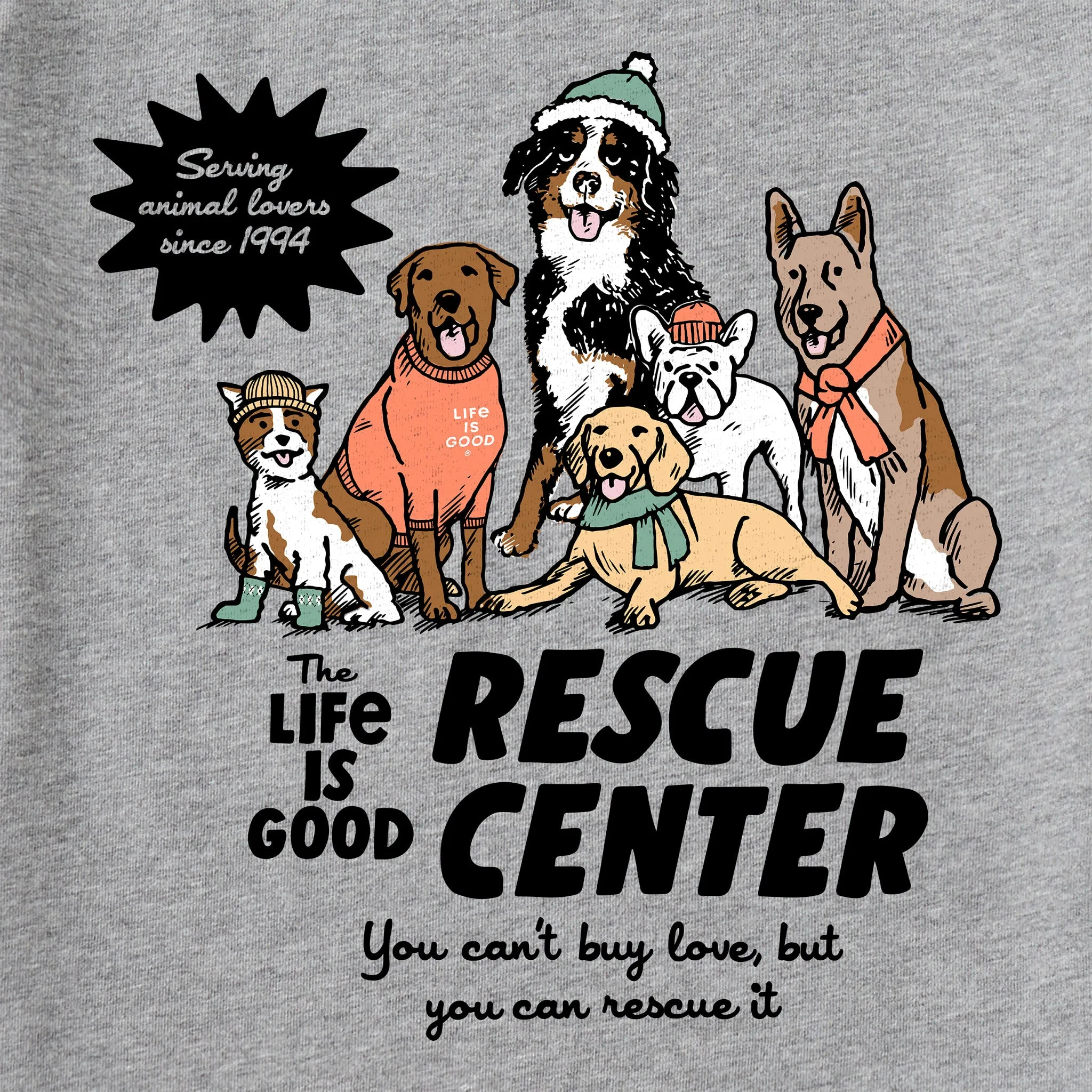 Men's LIG Rescue Center Dogs Long Sleeve Crusher Tee Life is Good