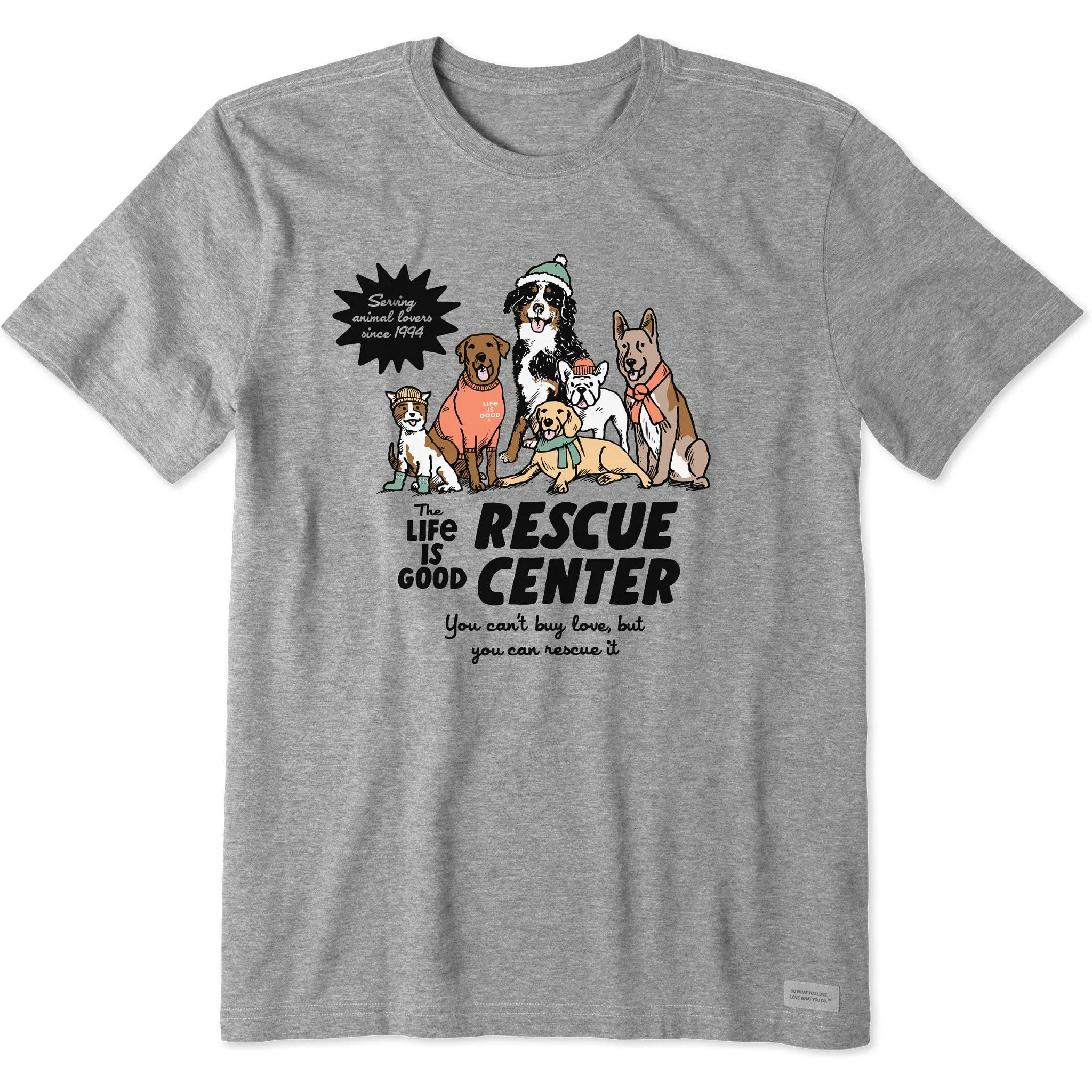 Men's LIG Rescue Center Dogs Short Sleeve Crusher Tee Life is Good