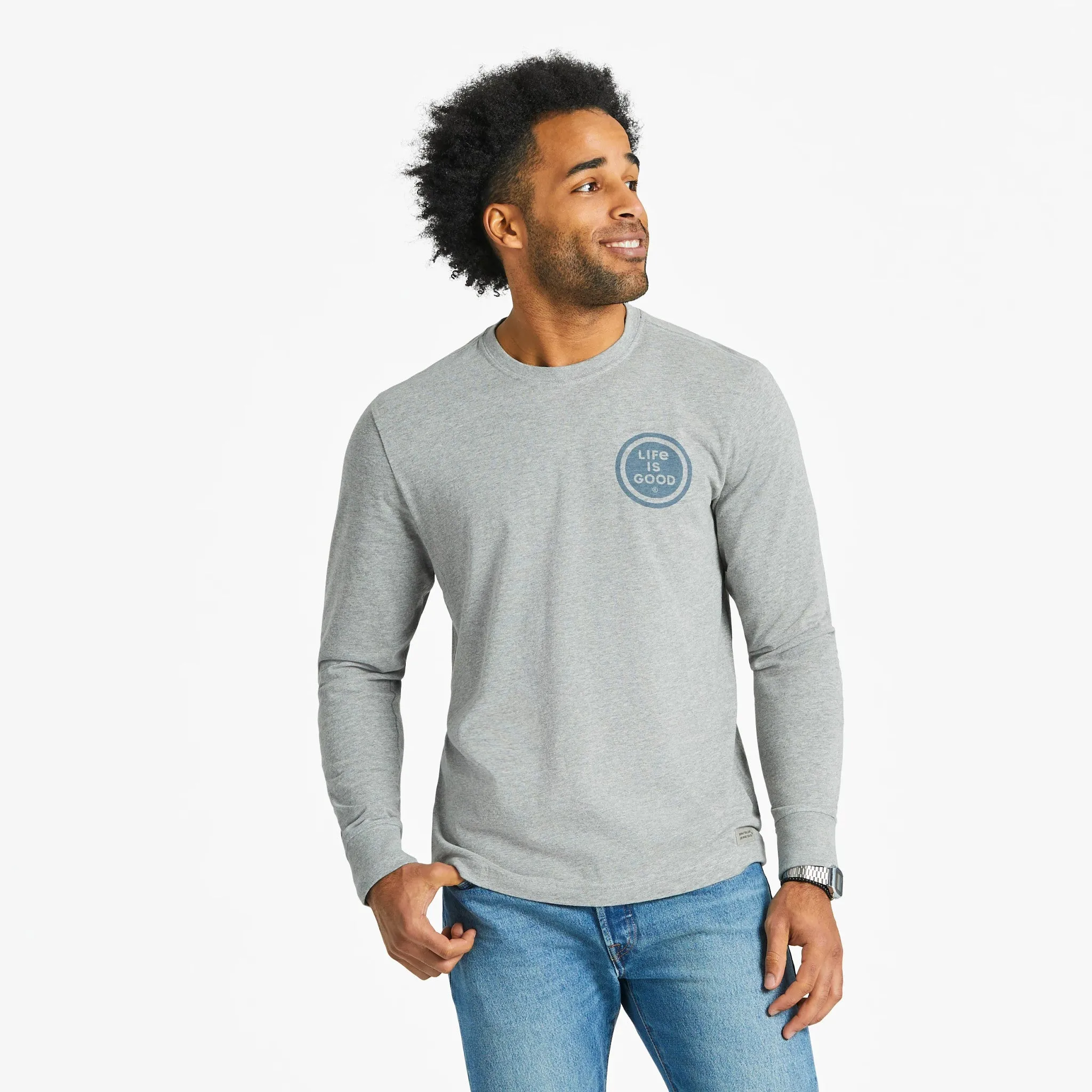 Men's LIG Wordmark Stack Long Sleeve Crusher Tee Life is Good