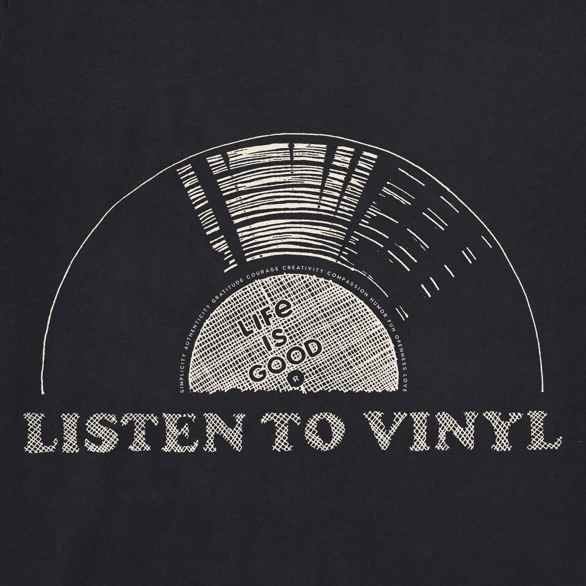 Men's Listen to Vinyl Short Sleeve Tee Life is Good