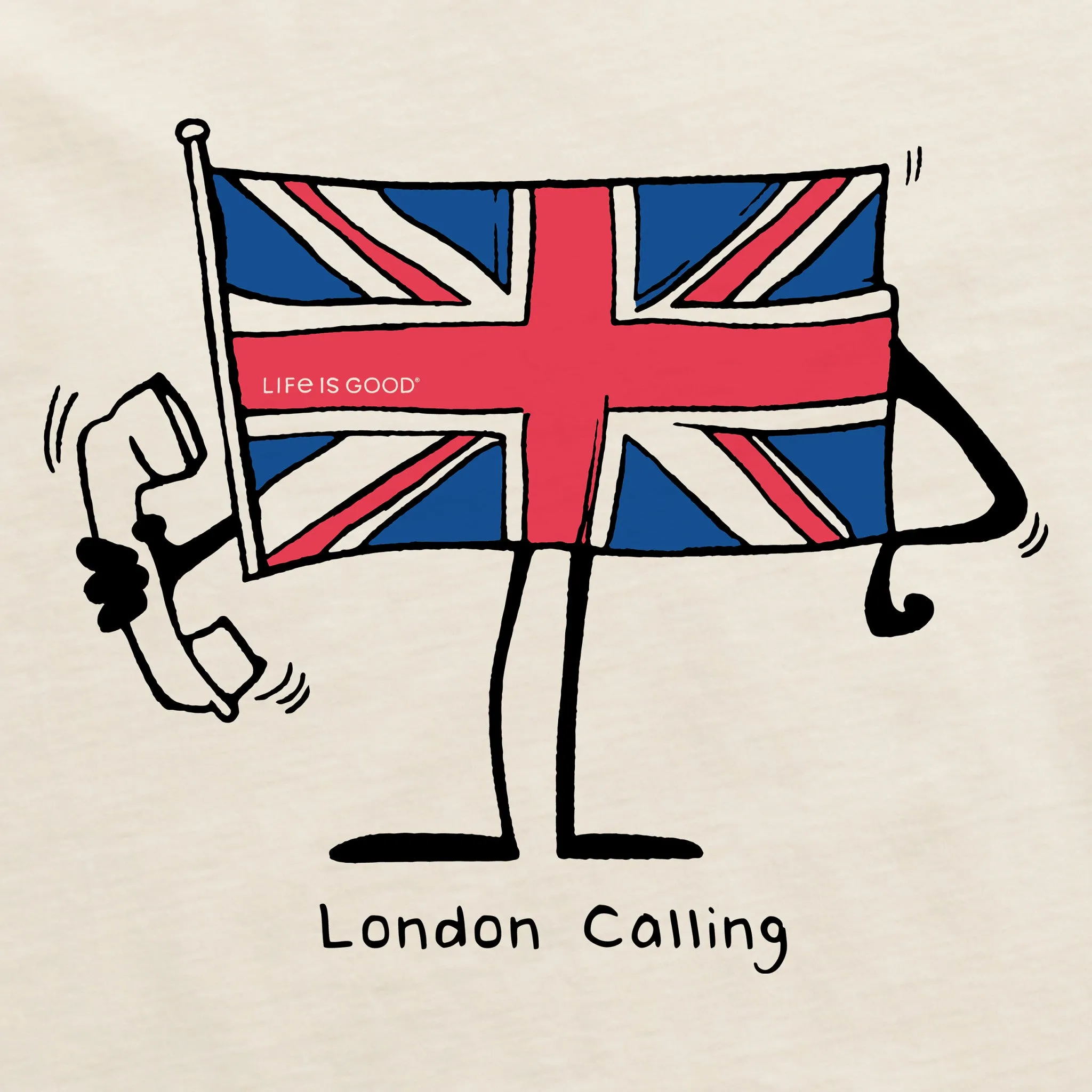 Men's London Calling Flag Short Sleeve Crusher Tee Life is Good