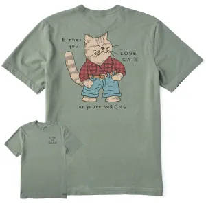 Men's Love Cats Flannel Cat Short Sleeve Tee Life is Good