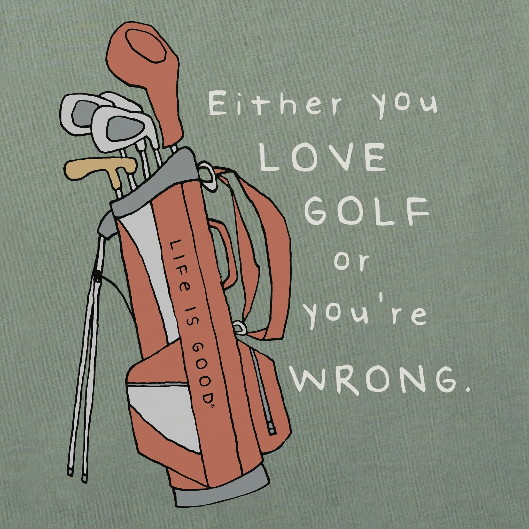 Men's Love Golf Bag Short Sleeve Tee Life is Good