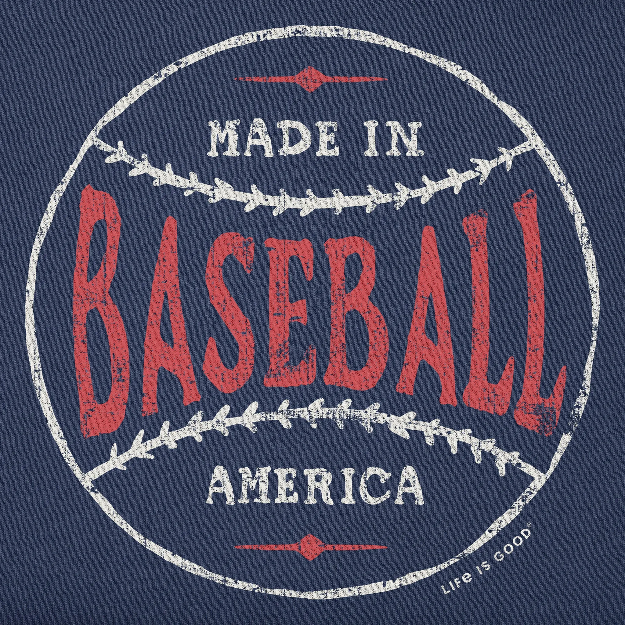 Men's Made in America Baseball Short Sleeve Crusher Tee Life is Good