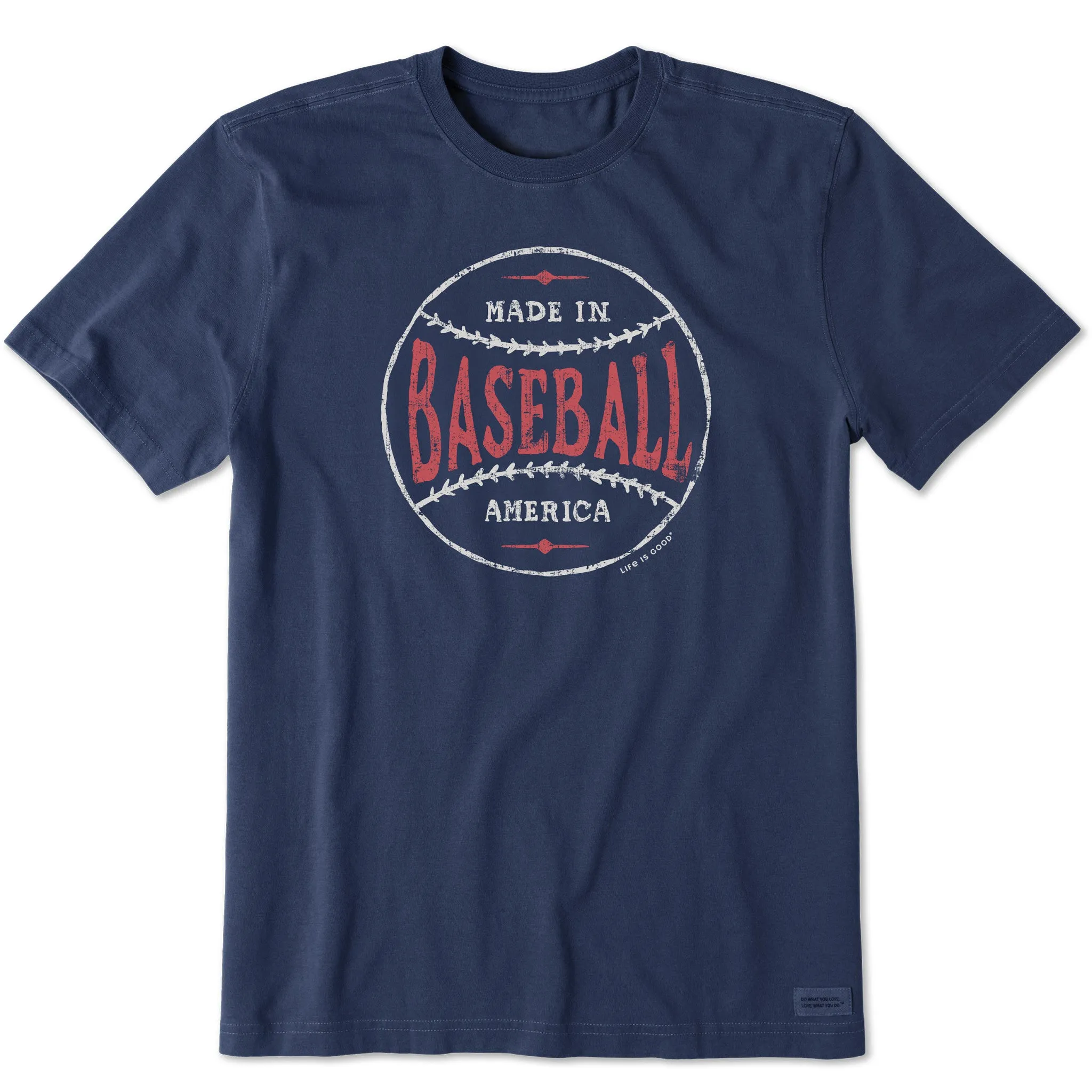 Men's Made in America Baseball Short Sleeve Crusher Tee Life is Good
