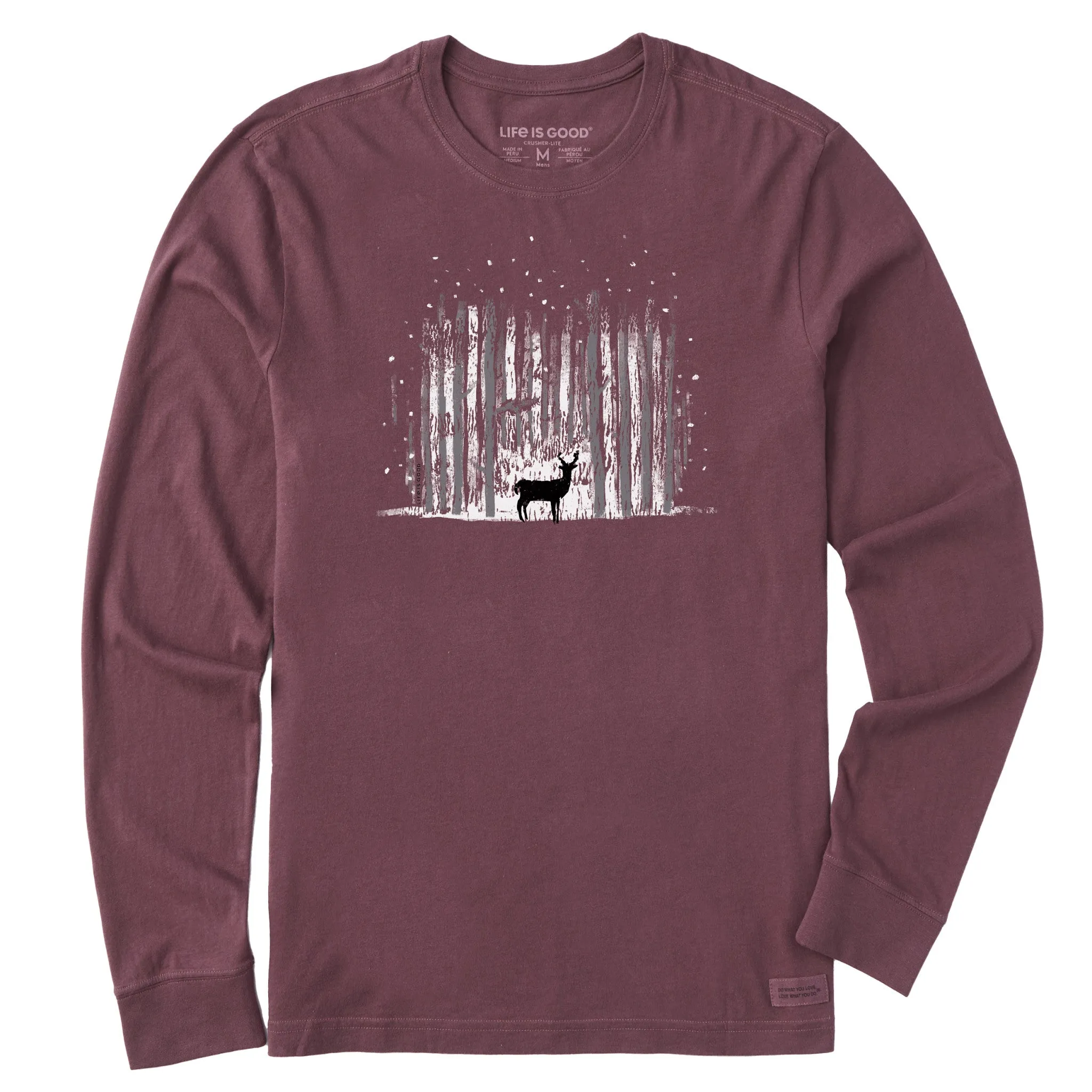 Men's Magic Deer in Snowy Woods Long Sleeve Crusher Tee Life is Good