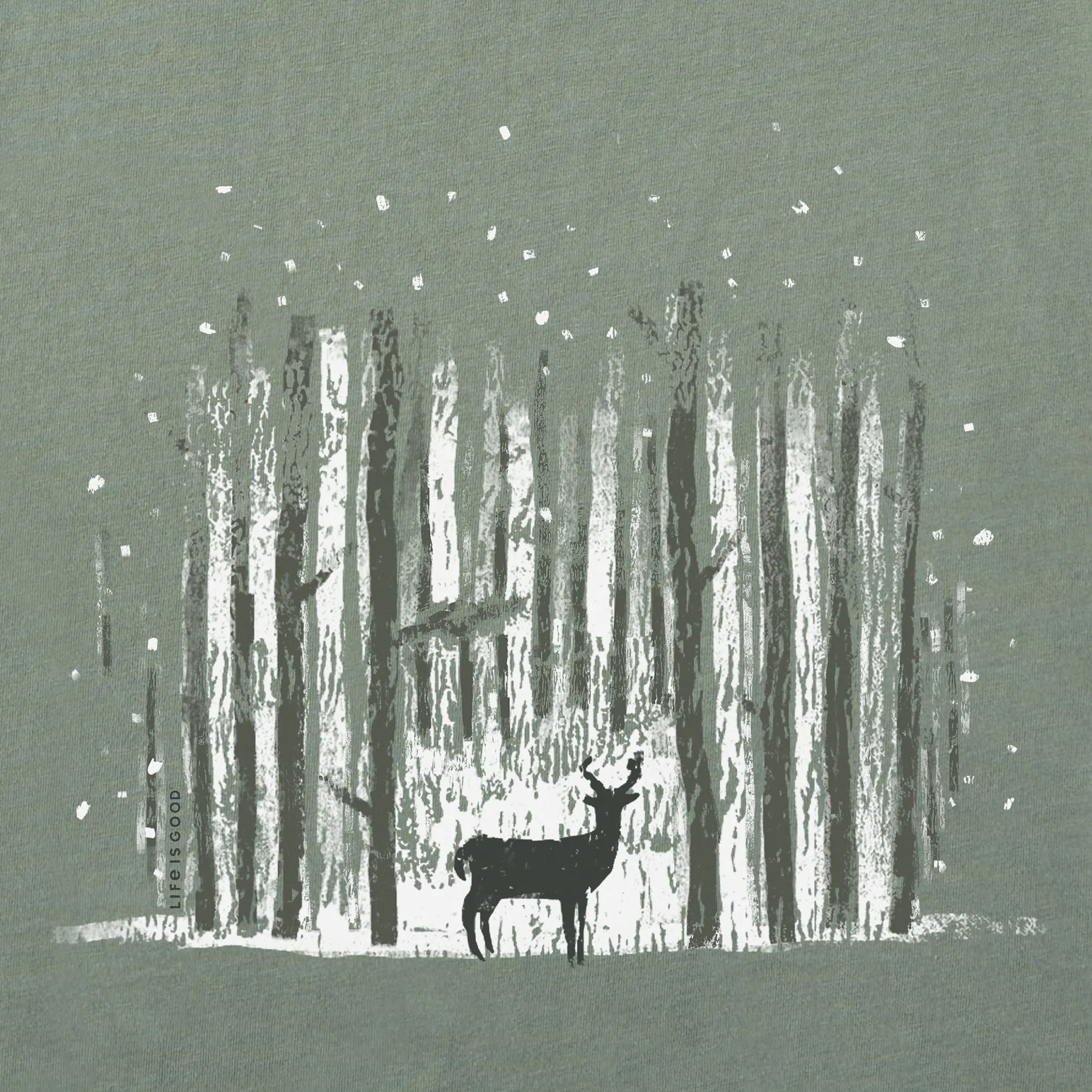 Men's Magic Deer in Snowy Woods Long Sleeve Crusher Tee Life is Good