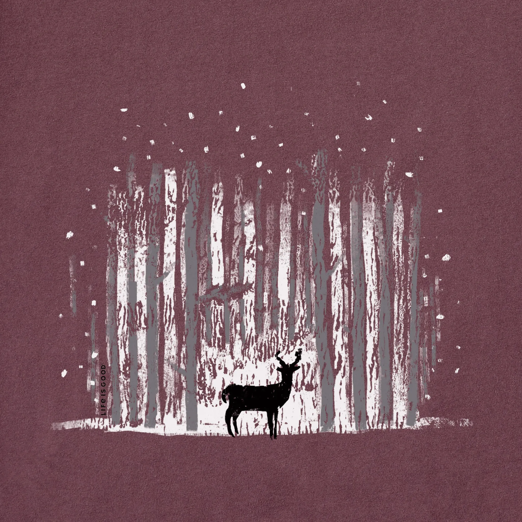 Men's Magic Deer in Snowy Woods Long Sleeve Crusher Tee Life is Good
