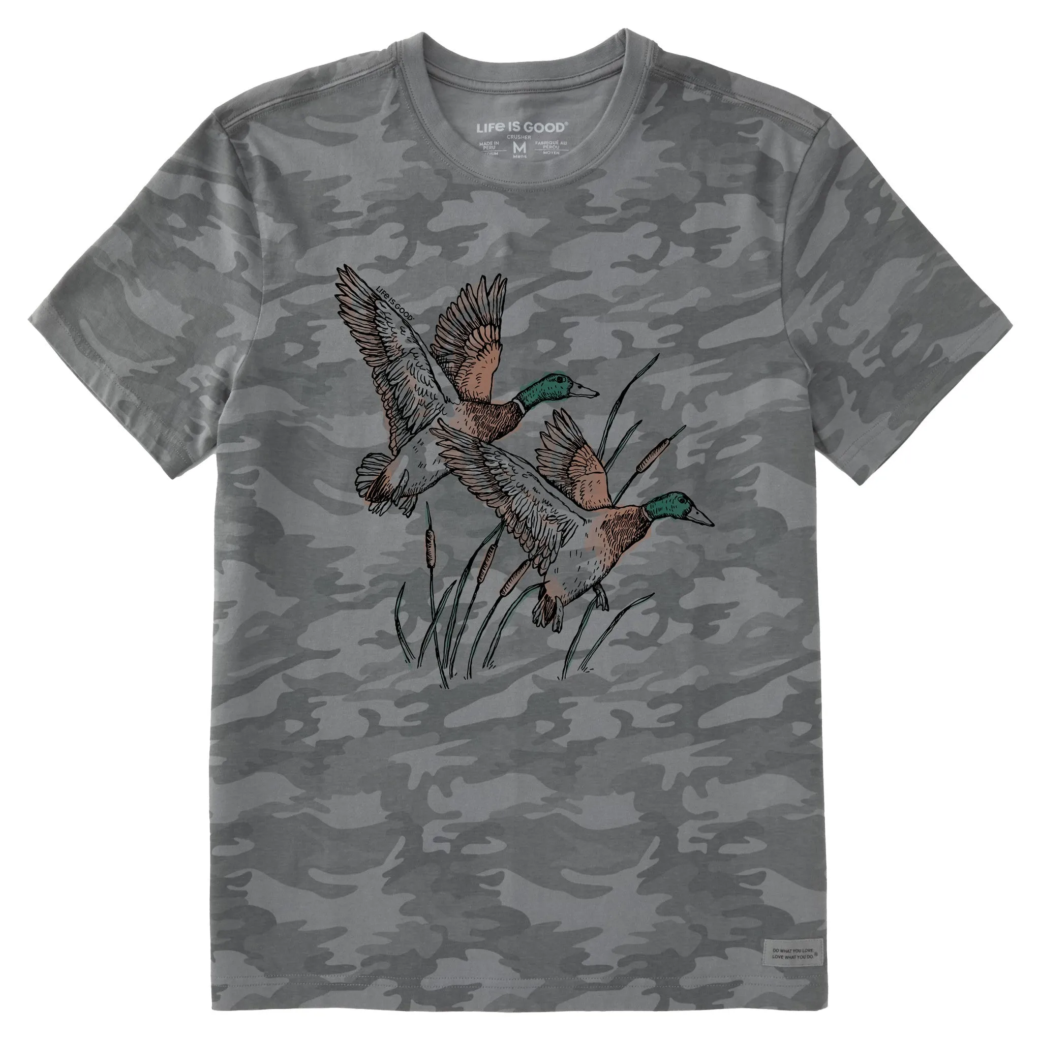 Men's Mallard Ducks Illustration Short Sleeve Allover Printed Crusher Tee Life is Good