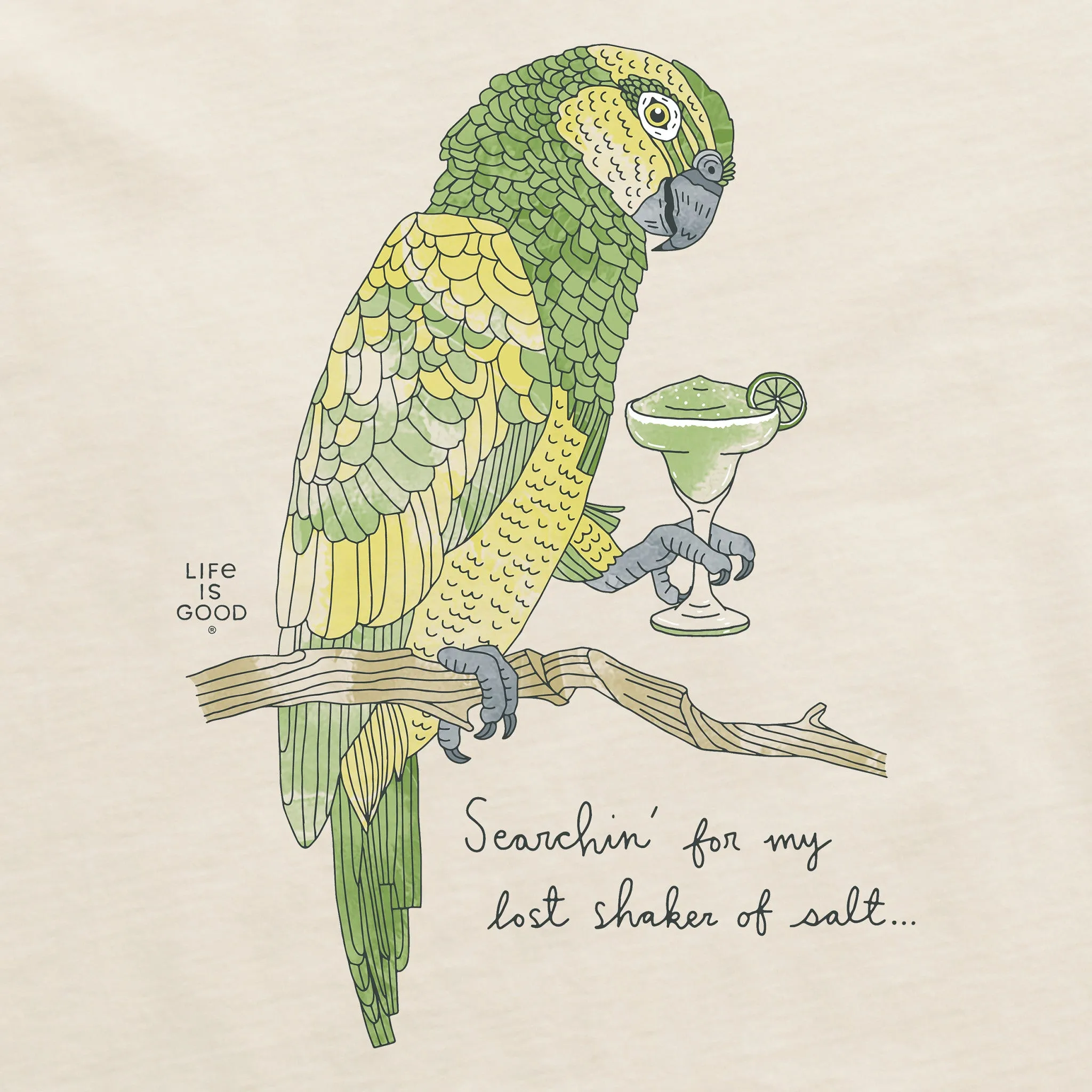 Men's Margarita Parrot Short Sleeve Crusher Tee Life is Good