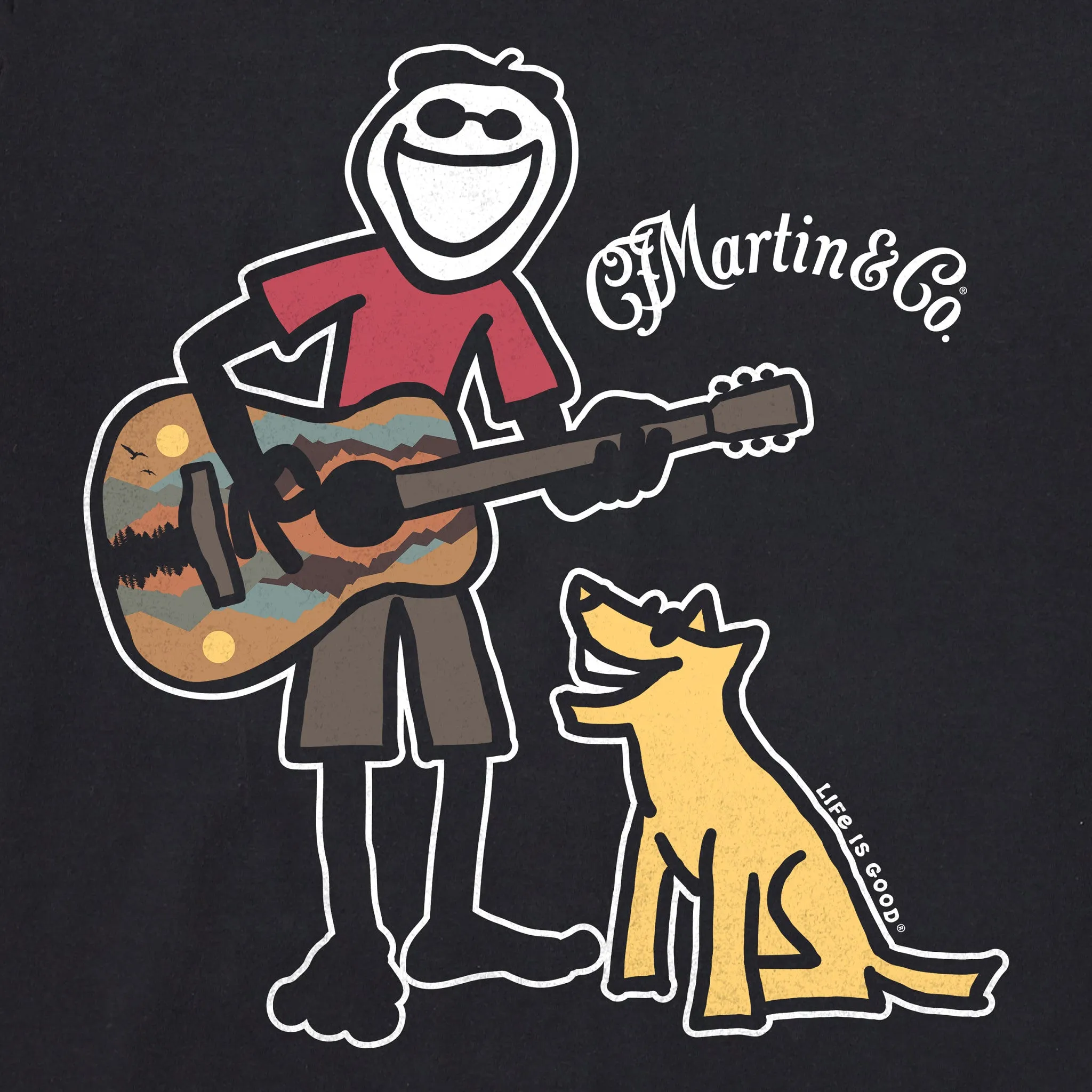 Men's Martin Jake & Rocket Guitar Short Sleeve Crusher Tee Life is Good