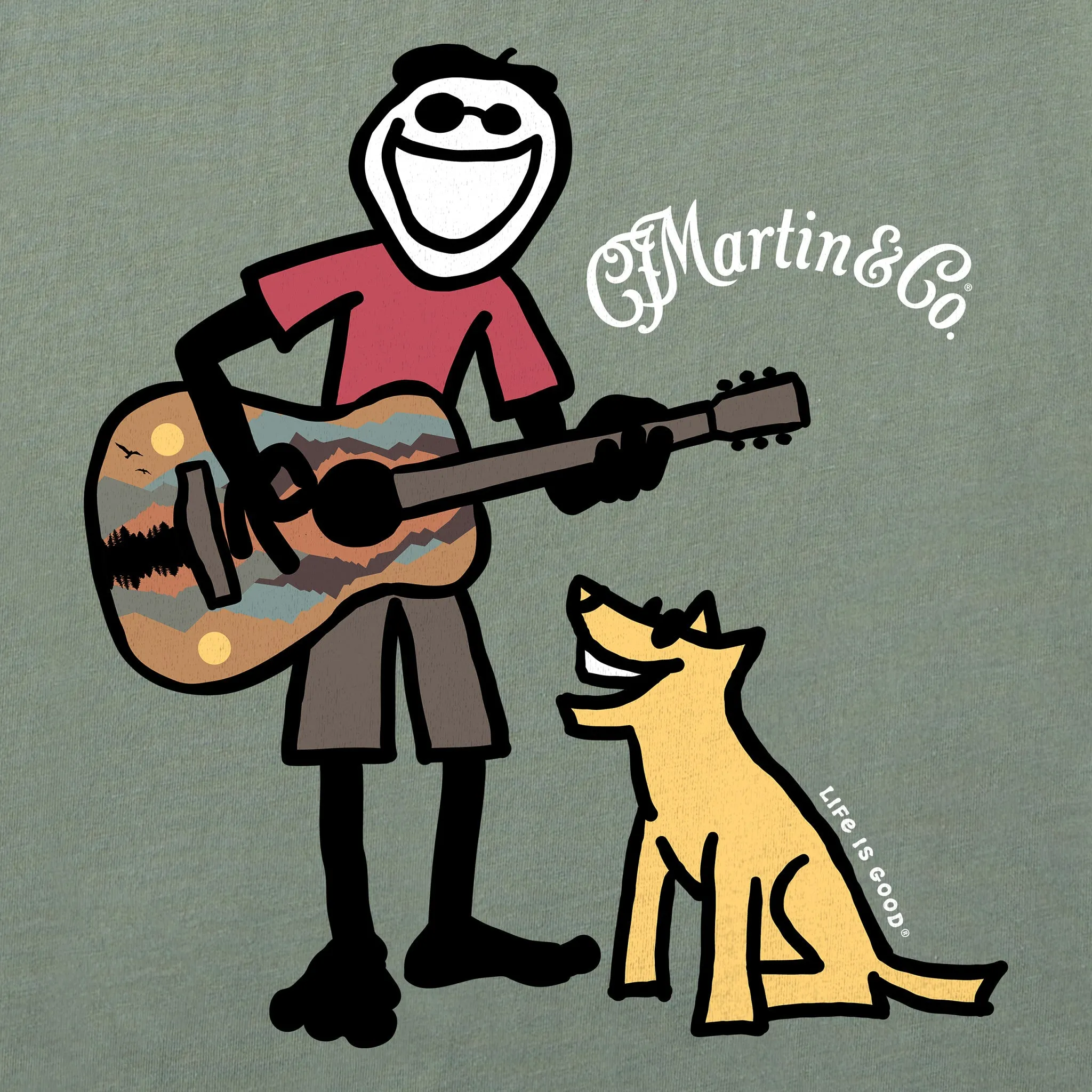 Men's Martin Jake & Rocket Guitar Short Sleeve Crusher Tee Life is Good