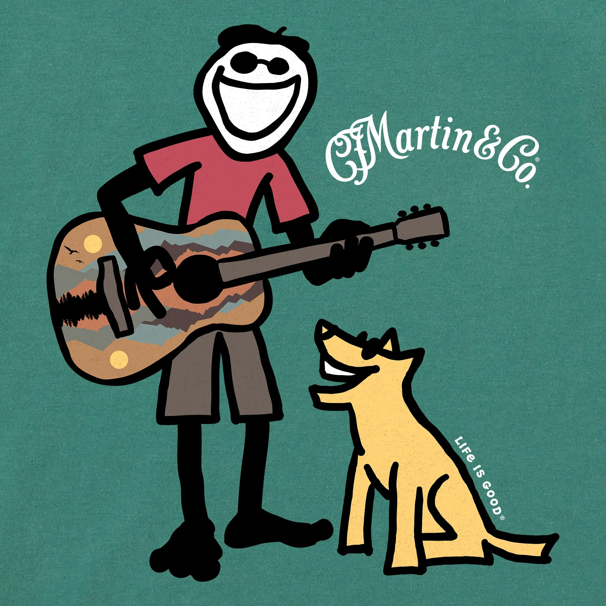 Men's Martin Jake & Rocket Guitar Short Sleeve Crusher Tee Life is Good