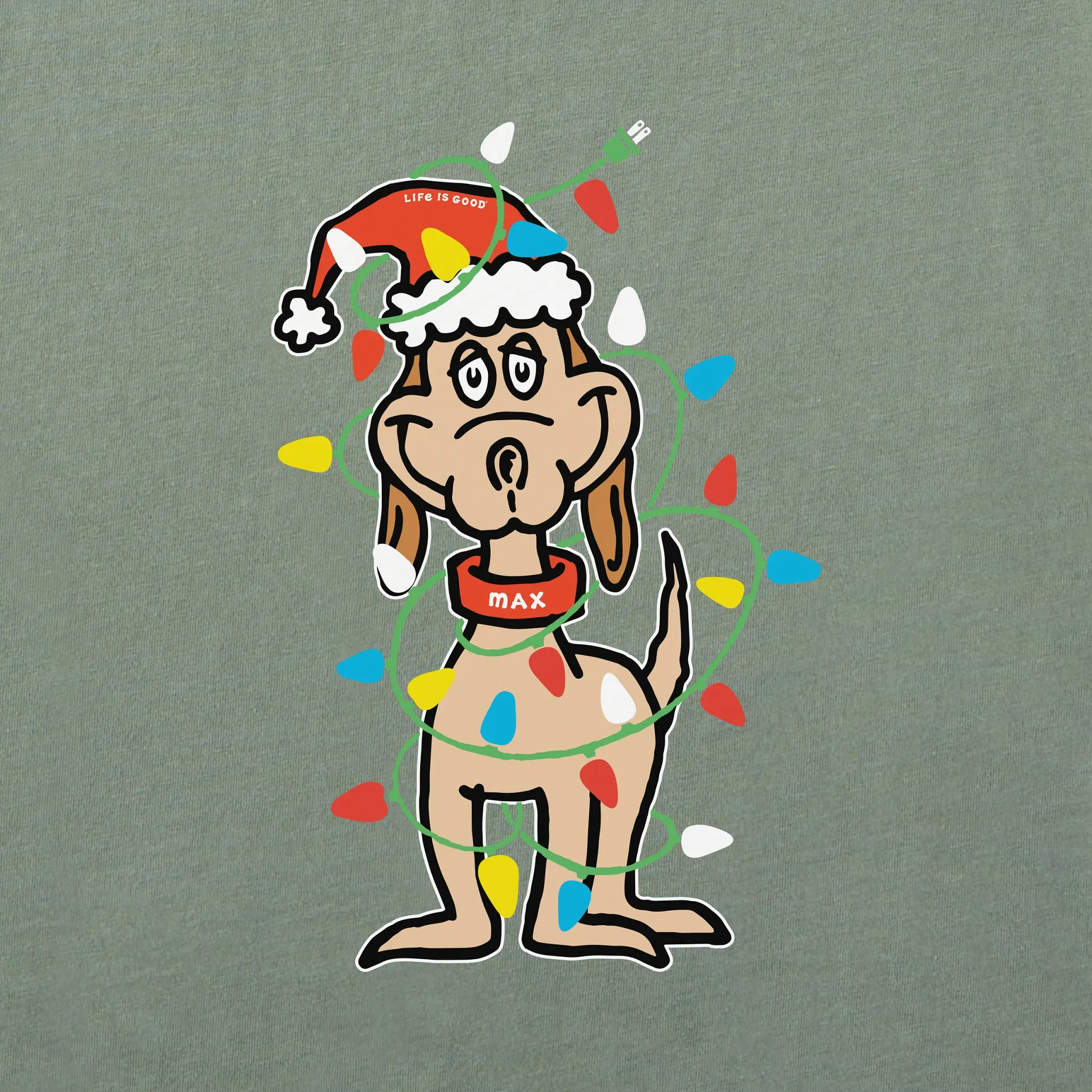 Men's Max Merry Woofmas Long Sleeve Crusher Tee Life is Good