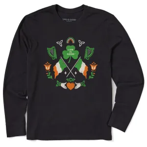 Men's Mirror Clover Irish Flags Long Sleeve Crusher Tee Life is Good