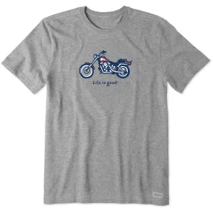 Men's Motorcycle Vintage Short Sleeve Tee Life is Good