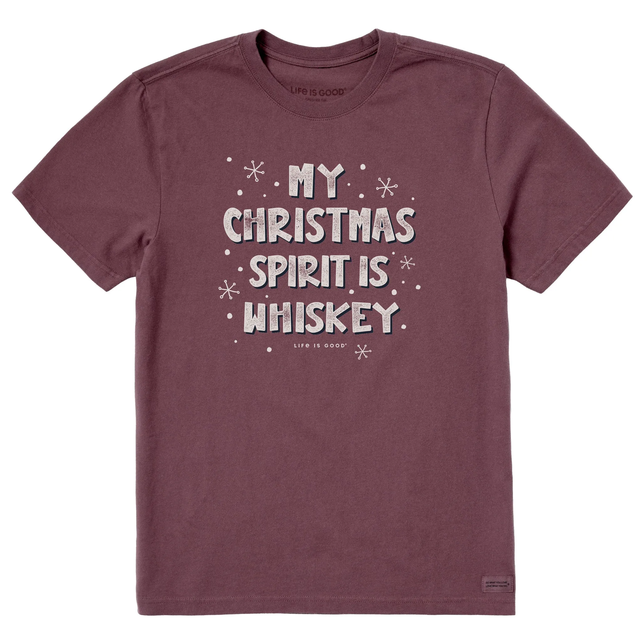 Men's My Christmas Spirit is Whiskey Short Sleeve Crusher Tee Life is Good