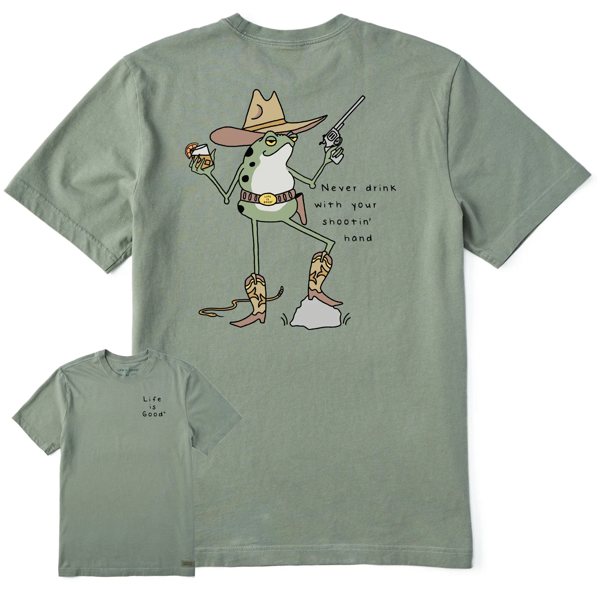Men's Never Drink Cowboy Frog Short Sleeve Tee Life is Good