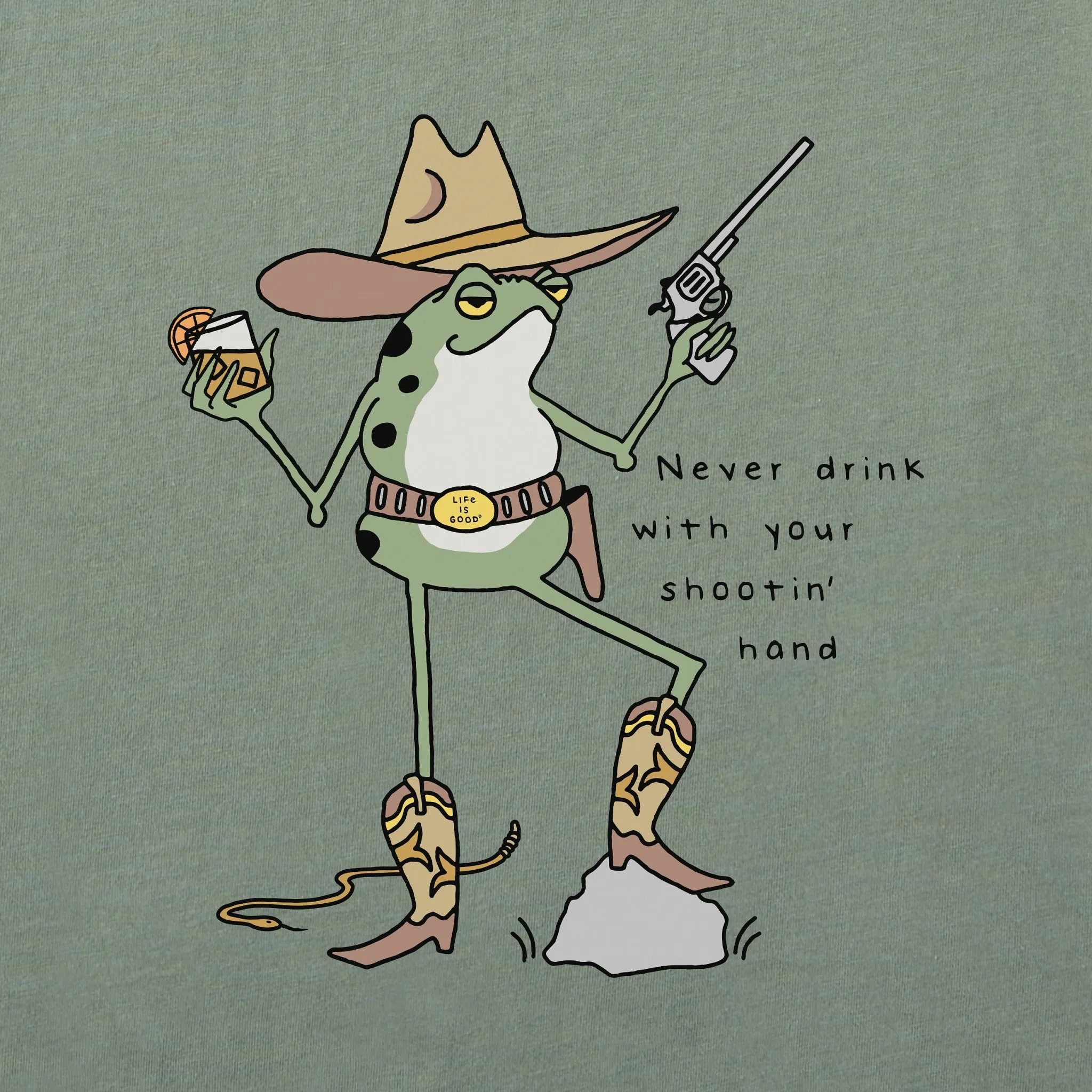 Men's Never Drink Cowboy Frog Short Sleeve Tee Life is Good