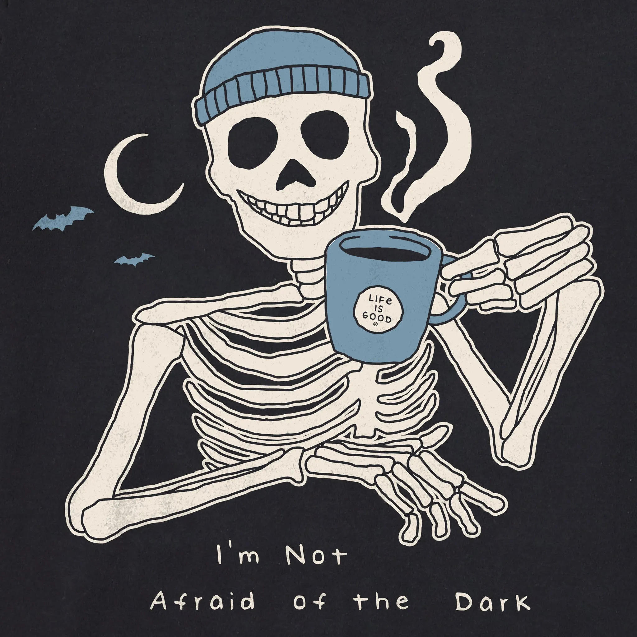 Men's Not Afraid Skeleton Short Sleeve Crusher Tee Life is Good