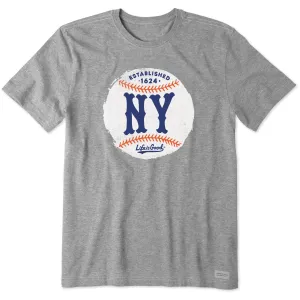 Men's NY Baseball Short Sleeve Crusher Tee Life is Good