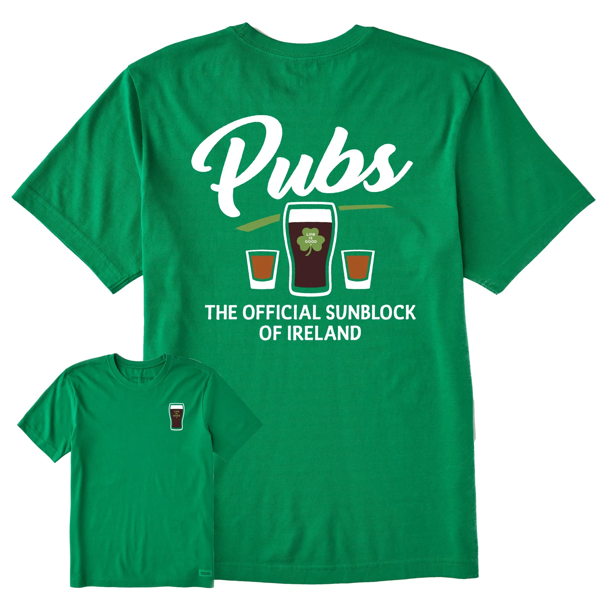 Men's Official Sunblock of Ireland Short Sleeve Crusher Tee Life is Good